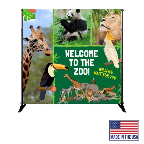 Photo Background Banner Display - Large Tube Frame and Fabric Graphic Kit - Made in the USA